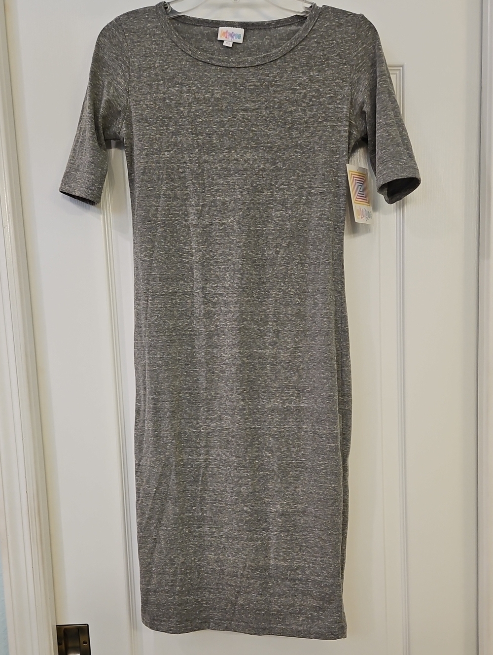 LulaRoe fitted Julia Dress, Heathered Gray, NEW XS